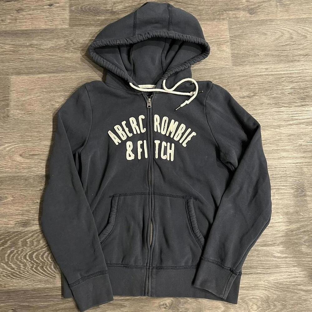 y2k Abercrombie & Fitch zip up hoodie in navy blue color